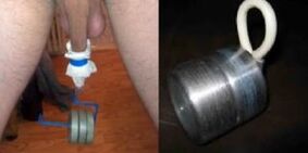 Estirar con una carga de pene